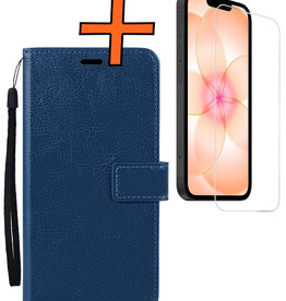 Nomfy Nomfy iPhone 17e Hoesje Bookcase Met Screenprotector - Donkerblauw
