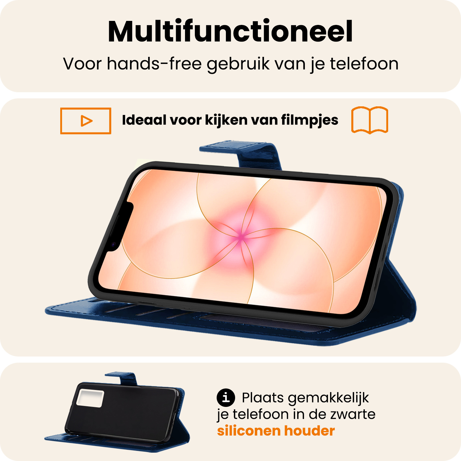 Nomfy Nomfy iPhone 17e Hoesje Bookcase Met Screenprotector - Donkerblauw