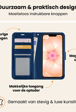 Nomfy Nomfy iPhone 17e Hoesje Bookcase Met Screenprotector - Donkerblauw