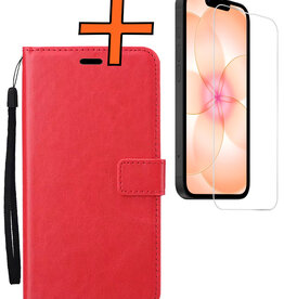 Nomfy Nomfy iPhone 17e Hoesje Bookcase Met Screenprotector - Rood