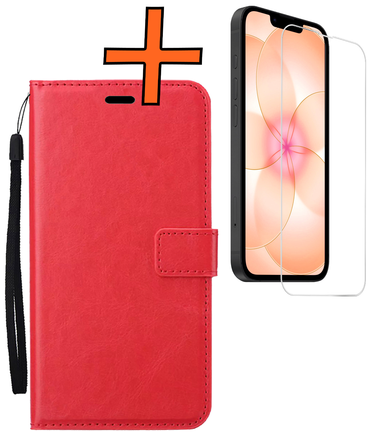 Nomfy Nomfy iPhone 17e Hoesje Bookcase Met Screenprotector - Rood