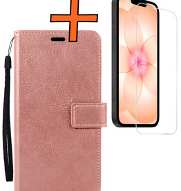 Nomfy Nomfy iPhone 17e Hoesje Bookcase Met Screenprotector - Rose Goud