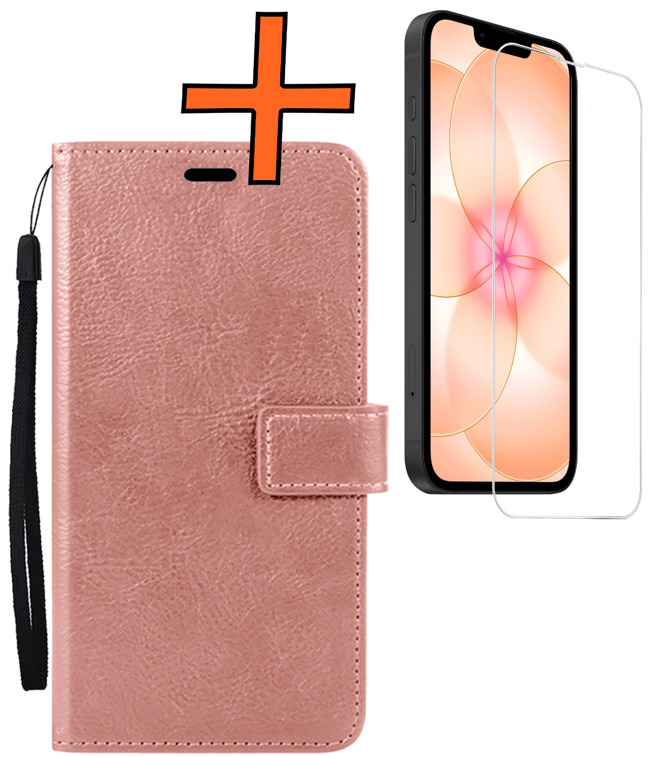 Nomfy Nomfy iPhone 17e Hoesje Bookcase Met Screenprotector - Rose Goud