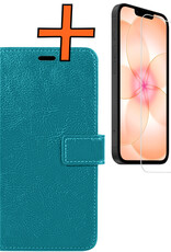 Nomfy Nomfy iPhone 17e Hoesje Bookcase Met Screenprotector - Turquoise