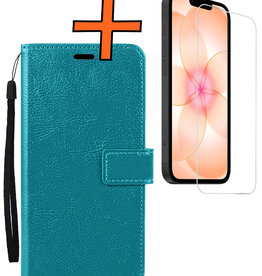 Nomfy Nomfy iPhone 17e Hoesje Bookcase Met Screenprotector - Turquoise