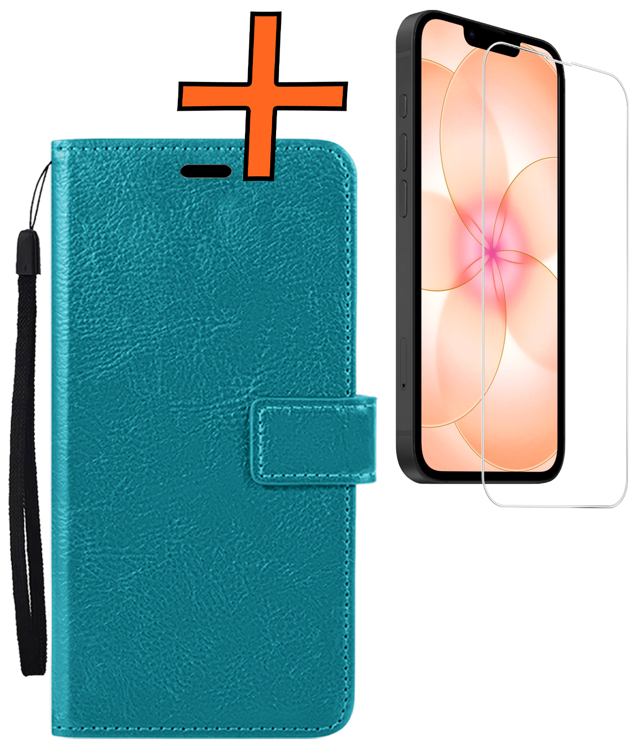 Nomfy Nomfy iPhone 17e Hoesje Bookcase Met Screenprotector - Turquoise
