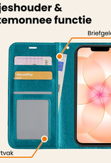 Nomfy Nomfy iPhone 17e Hoesje Bookcase Met Screenprotector - Turquoise