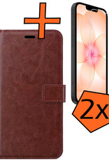 Nomfy Nomfy iPhone 17e Hoesje Bookcase Met 2x Screenprotector - Bruin