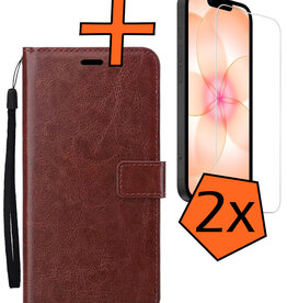 Nomfy Nomfy iPhone 17e Hoesje Bookcase Met 2x Screenprotector - Bruin