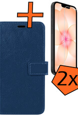 Nomfy Nomfy iPhone 17e Hoesje Bookcase Met 2x Screenprotector - Donkerblauw
