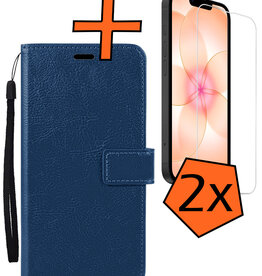 Nomfy Nomfy iPhone 17e Hoesje Bookcase Met 2x Screenprotector - Donkerblauw