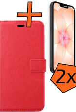 Nomfy Nomfy iPhone 17e Hoesje Bookcase Met 2x Screenprotector - Rood