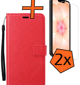 Nomfy Nomfy iPhone 17e Hoesje Bookcase Met 2x Screenprotector - Rood