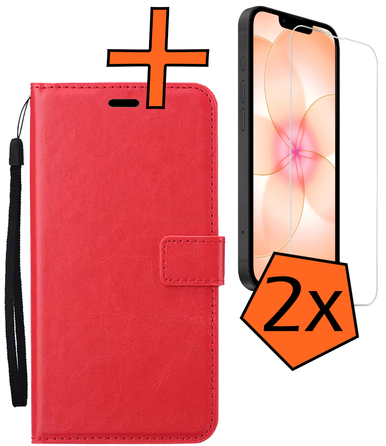 Nomfy Nomfy iPhone 17e Hoesje Bookcase Met 2x Screenprotector - Rood