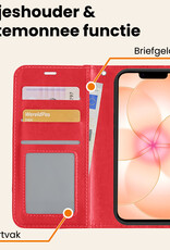 Nomfy Nomfy iPhone 17e Hoesje Bookcase Met 2x Screenprotector - Rood