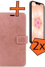 Nomfy Nomfy iPhone 17e Hoesje Bookcase Met 2x Screenprotector - Rose Goud