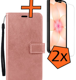 Nomfy Nomfy iPhone 17e Hoesje Bookcase Met 2x Screenprotector - Rose Goud