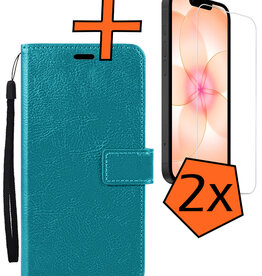 Nomfy Nomfy iPhone 17e Hoesje Bookcase Met 2x Screenprotector - Turquoise