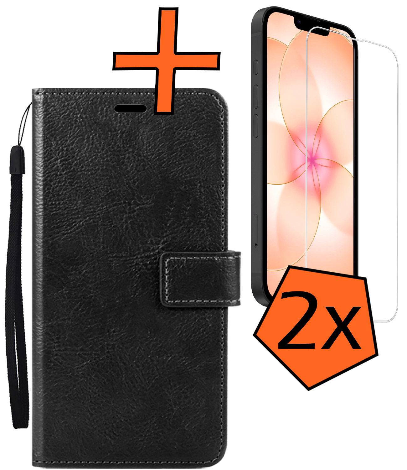 Nomfy Nomfy iPhone 17e Hoesje Bookcase Met 2x Screenprotector - Zwart