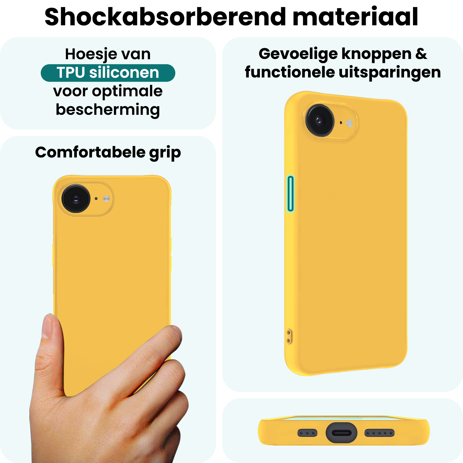 Forterra Forterra iPhone 17e Hoesje Siliconen - Geel