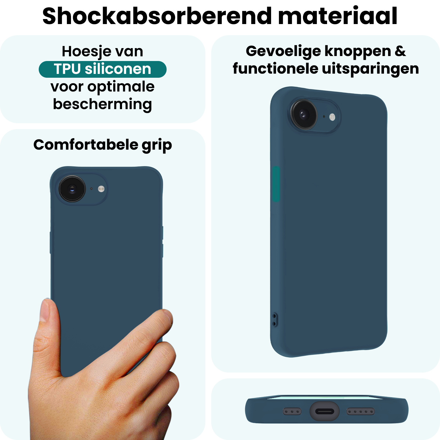 Forterra Forterra iPhone 17e Hoesje Siliconen - Donkerblauw - 2 PACK