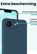 Forterra Forterra iPhone 17e Hoesje Siliconen Met Screenprotector Met Dichte Notch - Donkerblauw