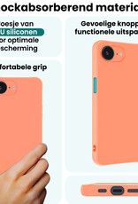 Forterra Forterra iPhone 17e Hoesje Siliconen Met Screenprotector Met Dichte Notch - Perzik