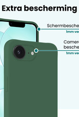 Forterra Forterra iPhone 17e Hoesje Siliconen Met 2x Screenprotector Met Dichte Notch - Donkergroen