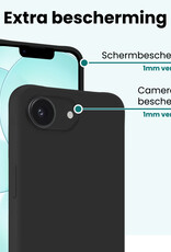 Forterra Forterra iPhone 17e Hoesje Siliconen Met 2x Screenprotector Met Dichte Notch - Zwart