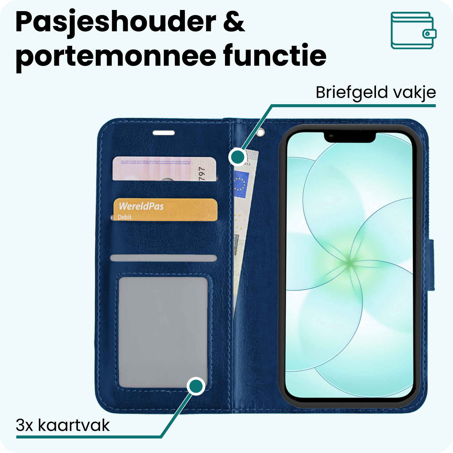 Forterra Forterra iPhone 17e Hoesje Bookcase - Donkerblauw