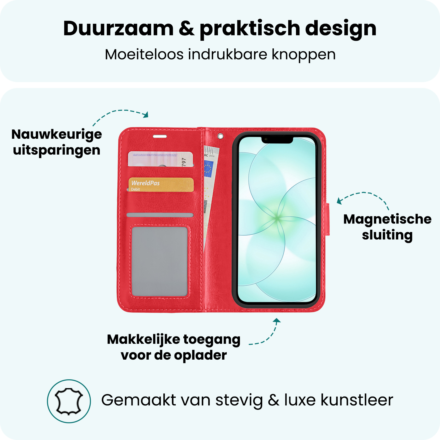 Forterra Forterra iPhone 17e Hoesje Bookcase - Rood