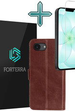 Forterra Forterra iPhone 17e Hoesje Bookcase Met Screenprotector - Bruin