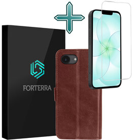 Forterra Forterra iPhone 17e Hoesje Bookcase Met Screenprotector - Bruin