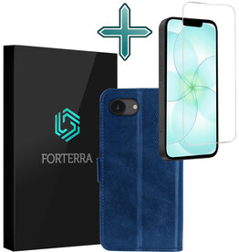 Forterra Forterra iPhone 17e Hoesje Bookcase Met Screenprotector - Donkerblauw