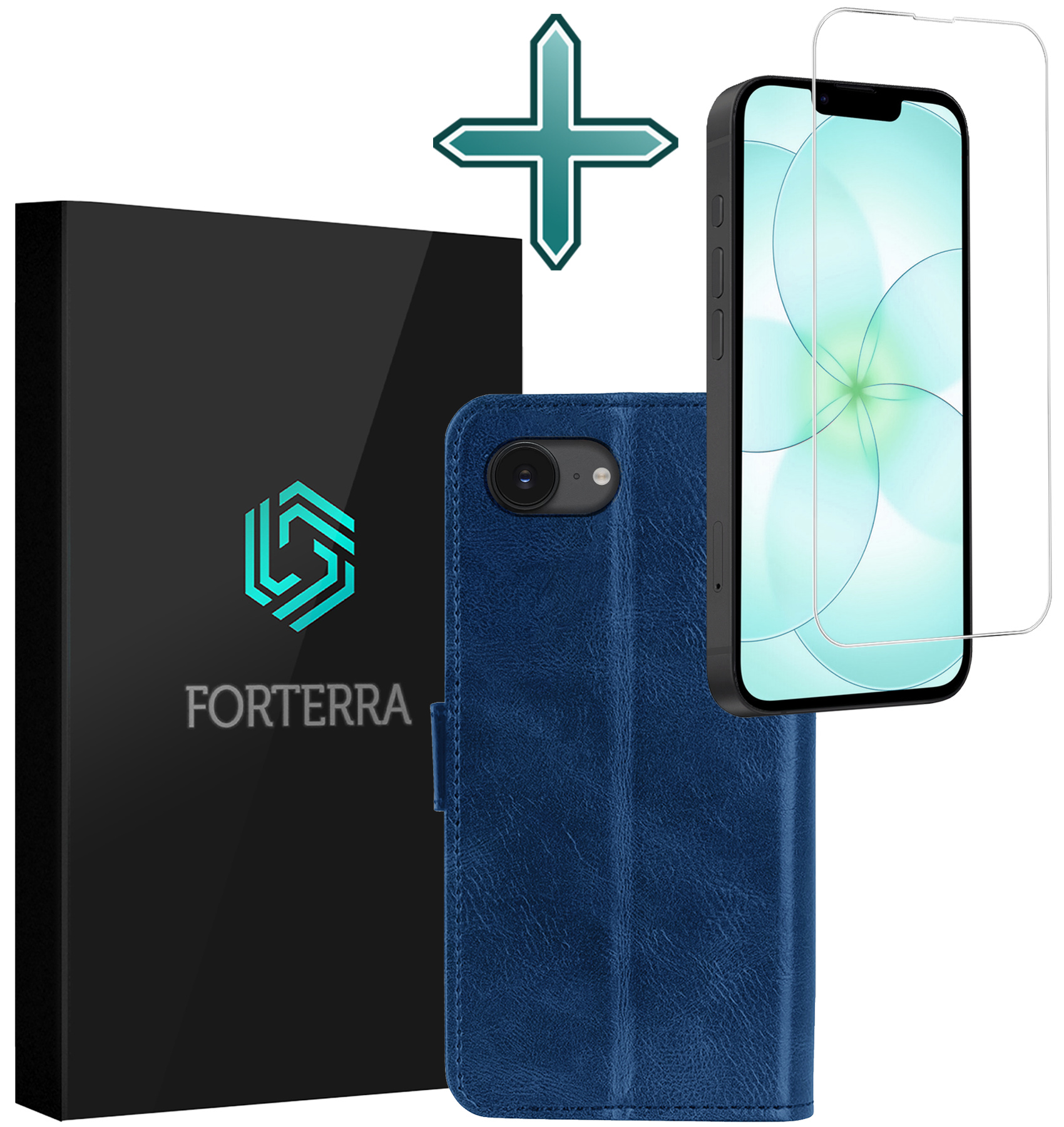 Forterra Forterra iPhone 17e Hoesje Bookcase Met Screenprotector - Donkerblauw