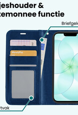 Forterra Forterra iPhone 17e Hoesje Bookcase Met Screenprotector - Donkerblauw