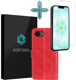 Forterra Forterra iPhone 17e Hoesje Bookcase Met Screenprotector - Rood