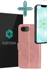 Forterra Forterra iPhone 17e Hoesje Bookcase Met Screenprotector - Rose Goud