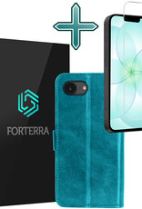 Forterra Forterra iPhone 17e Hoesje Bookcase Met Screenprotector - Turquoise