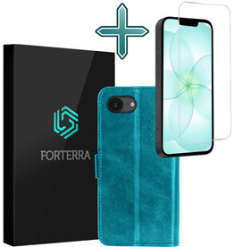 Forterra Forterra iPhone 17e Hoesje Bookcase Met Screenprotector - Turquoise