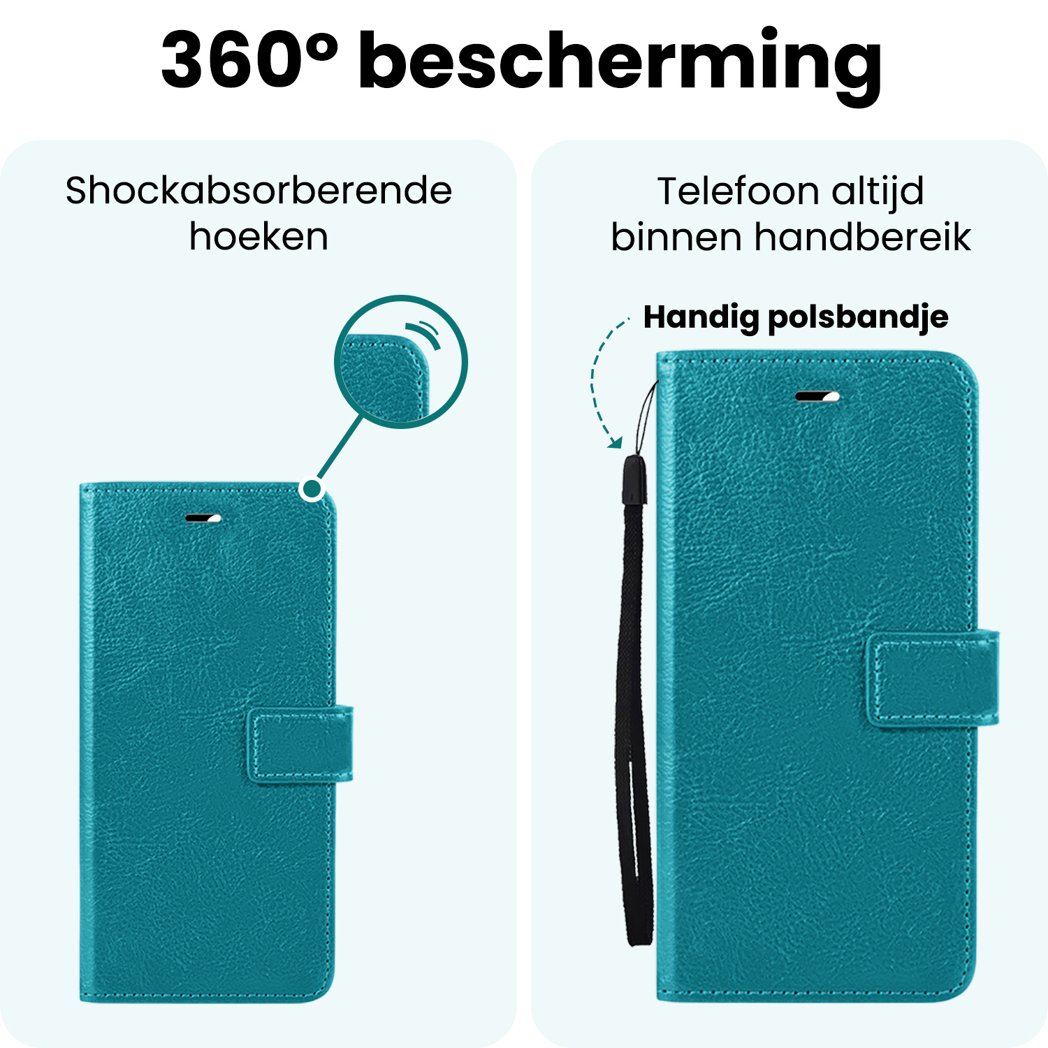 Forterra Forterra iPhone 17e Hoesje Bookcase Met Screenprotector - Turquoise