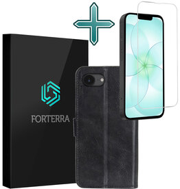 Forterra Forterra iPhone 17e Hoesje Bookcase Met Screenprotector - Zwart