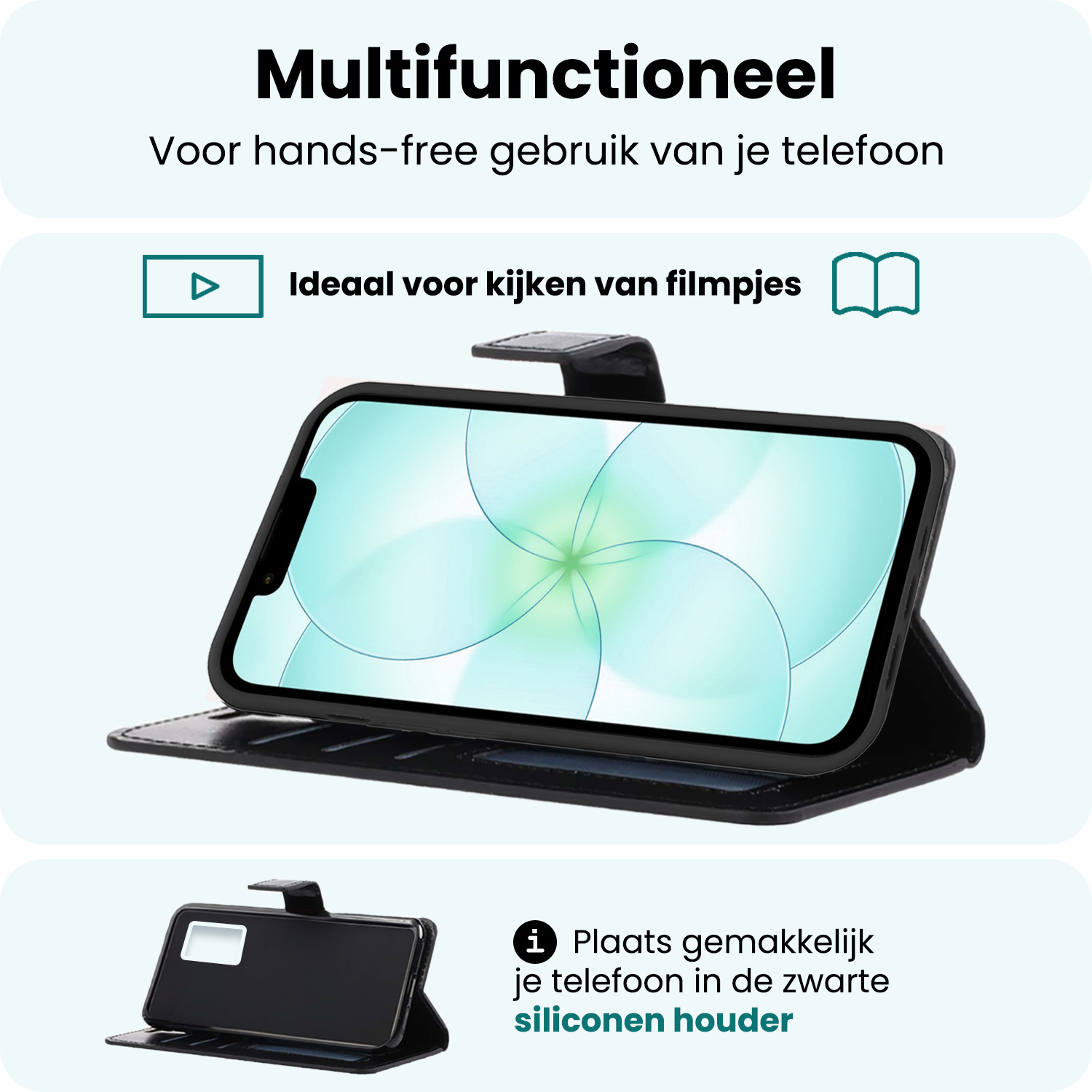 Forterra Forterra iPhone 17e Hoesje Bookcase Met Screenprotector - Zwart