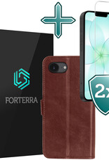 Forterra Forterra iPhone 17e Hoesje Bookcase Met 2x Screenprotector - Bruin