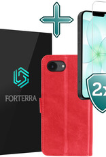 Forterra Forterra iPhone 17e Hoesje Bookcase Met 2x Screenprotector - Rood