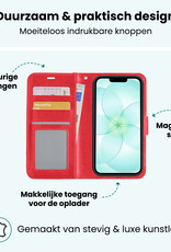 Forterra Forterra iPhone 17e Hoesje Bookcase Met 2x Screenprotector - Rood