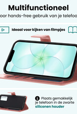 Forterra Forterra iPhone 17e Hoesje Bookcase Met 2x Screenprotector - Rose Goud