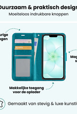 Forterra Forterra iPhone 17e Hoesje Bookcase Met 2x Screenprotector - Turquoise