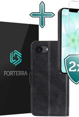 Forterra Forterra iPhone 17e Hoesje Bookcase Met 2x Screenprotector - Zwart