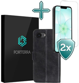 Forterra Forterra iPhone 17e Hoesje Bookcase Met 2x Screenprotector - Zwart